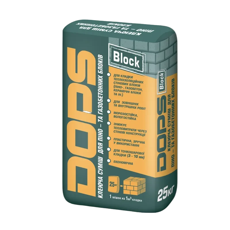Клей для газоблоків DOPS BLOCK 25 кг Ужгород